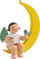 650/70/12b, Engel mit Liederbuch und Vogel, im Mond
