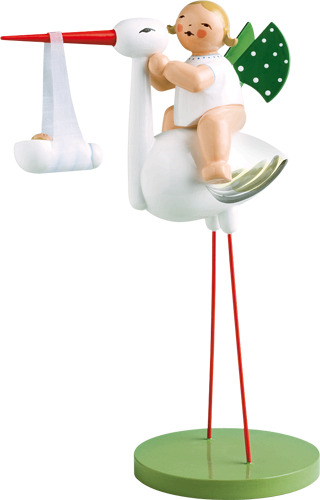 Storch mit Wickelkind, Junge