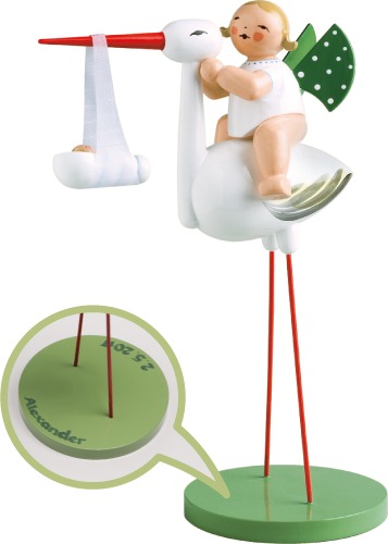 Storch mit Wickelkind, Junge