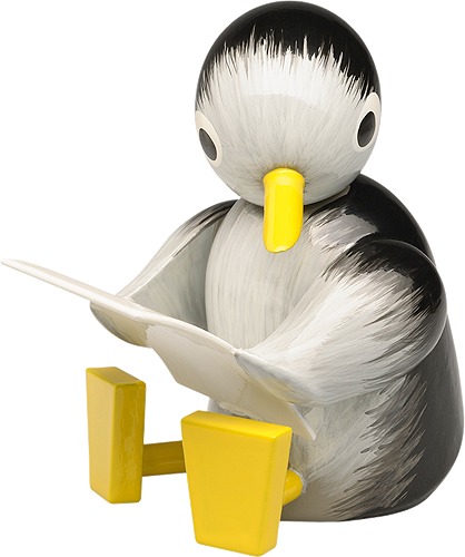 Pinguin, groß, lesend