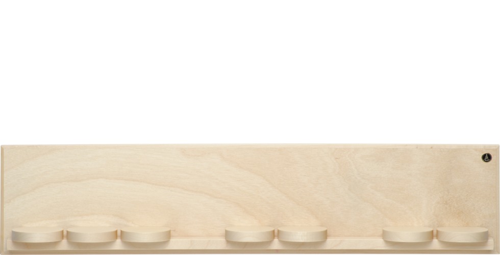 Wandpräsentation mit sieben Schiebetellern, klein natur, 50 x 11 x 5,5 cm