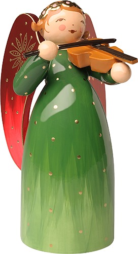 Engel reich bemalt, mit Violine, grün