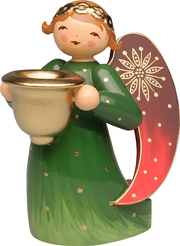 Engel reich bemalt, kniend, grün