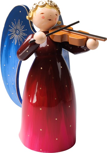 Engel reich bemalt, groß, mit Violine, rot