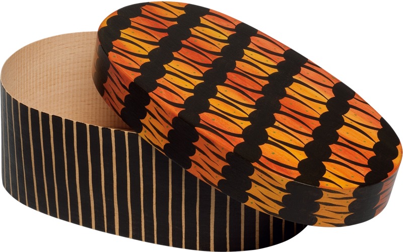 Spandose mit geflammten Muster, oval, l=25 cm, letztmalig 2021