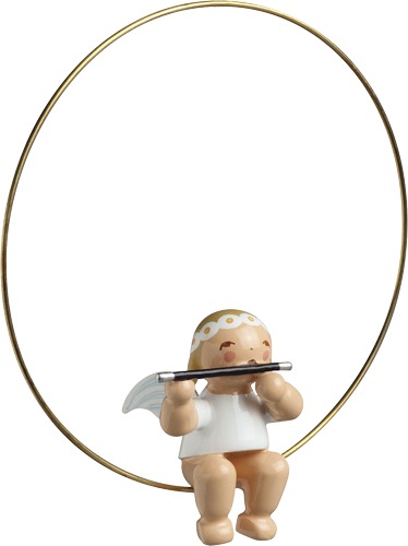 Christbaumengel im Ring, mit Querflöte