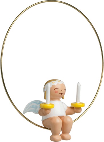 Christbaumengel im Ring, mit zwei Kerzen