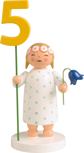 Mädchen mit Zahlensatz, Kleid grün gepunktet, letztmalig 2026