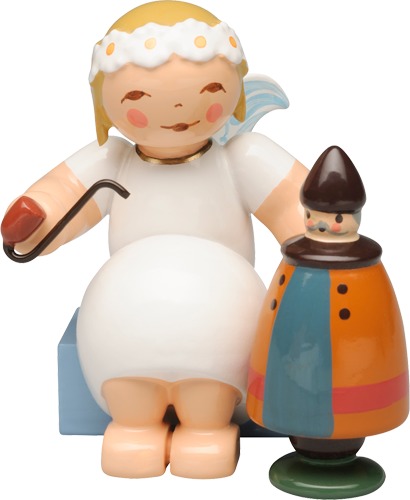 Margeritenengel, sitzend, mit Räuchermann