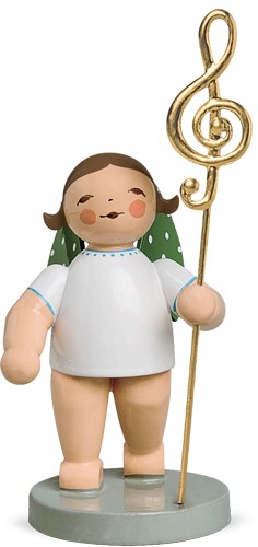 Musikus, Engel mit Notenschlüssel vergoldet