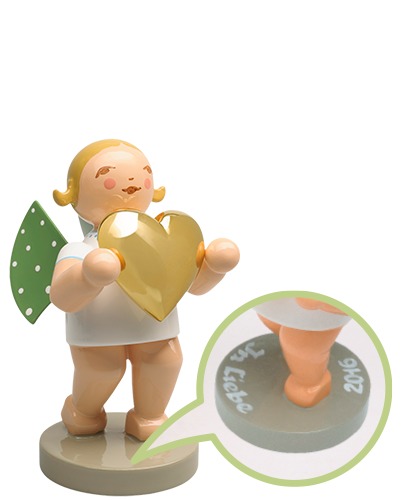 Liebesbote, Engel mit vergoldetem Herz