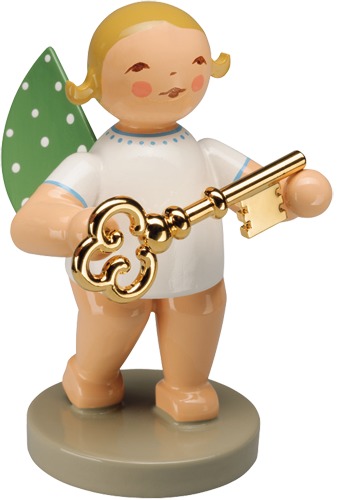 Schatzmeister, Engel mit Schlüssel vergoldet