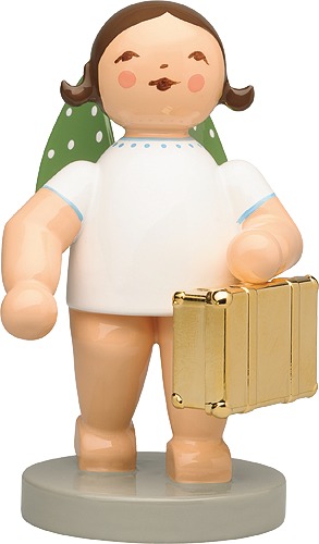 Weltenbummler, Engel mit Koffer vergoldet