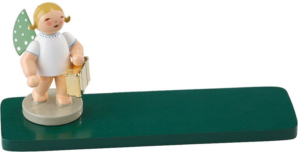 Weltenbummler, Engel mit Koffer, vergoldet
