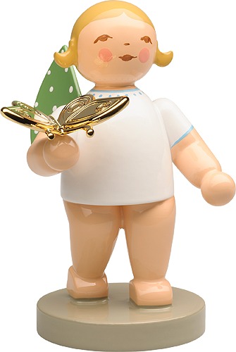 Träumer, Engel mit Schmetterling, vergoldet