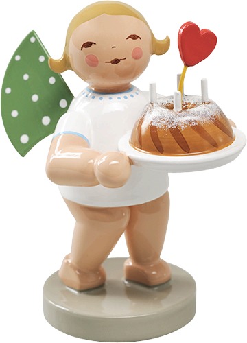 Engel mit Kuchen und Herz