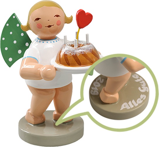 Engel mit Kuchen und Herz