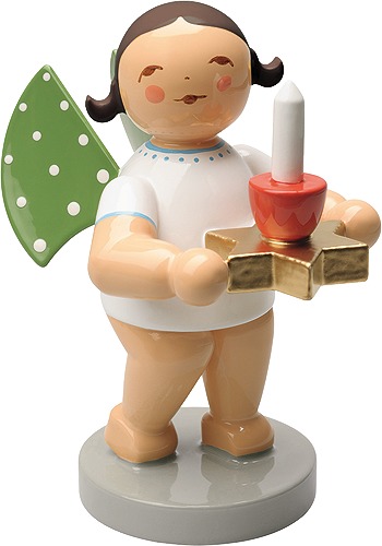 Engel mit Sterntülle und Kerze, rot