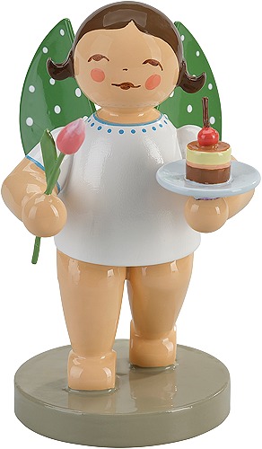 Engel mit Törtchen und Tulpe