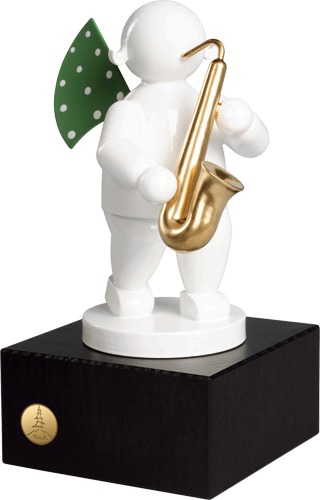 Engel mit Saxofon, auf kleinem Sockel