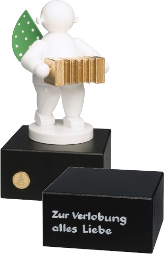 Engel mit Harmonika, auf kleinem Sockel