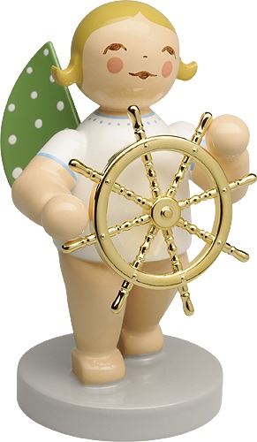 Der Mutige, Engel mit Steuerrad, vergoldet