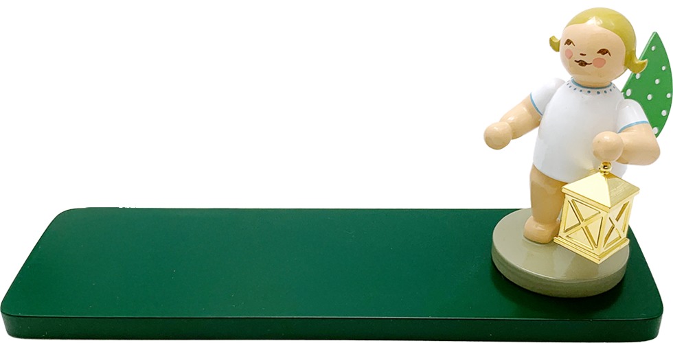 Weggefährte, Engel mit Laterne vergoldet, auf Sockelplatte