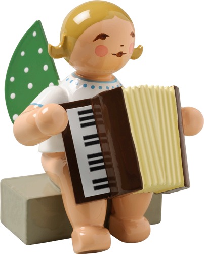 Engel mit Akkordeon, sitzend