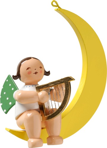 Engel mit Harfe, klein, im Mond