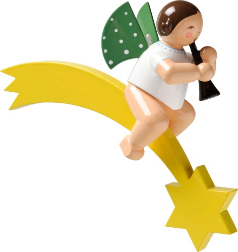 Engel mit Klarinette, auf Komet