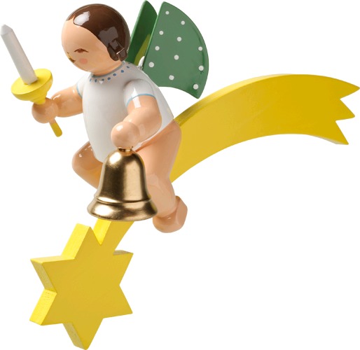 Engel mit Glocke u. Kerze, auf Komet