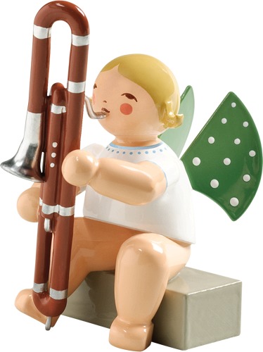 Engel mit Kontrafagott, sitzend