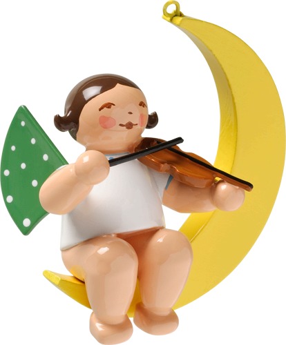 Engel mit Geige, im Mond