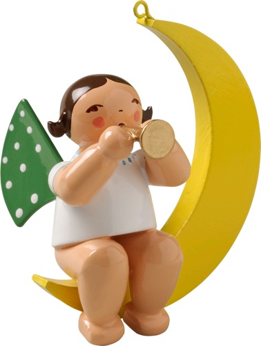 Engel mit Flöte, im Mond