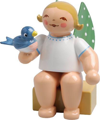 Engel, klein, mit Vogel