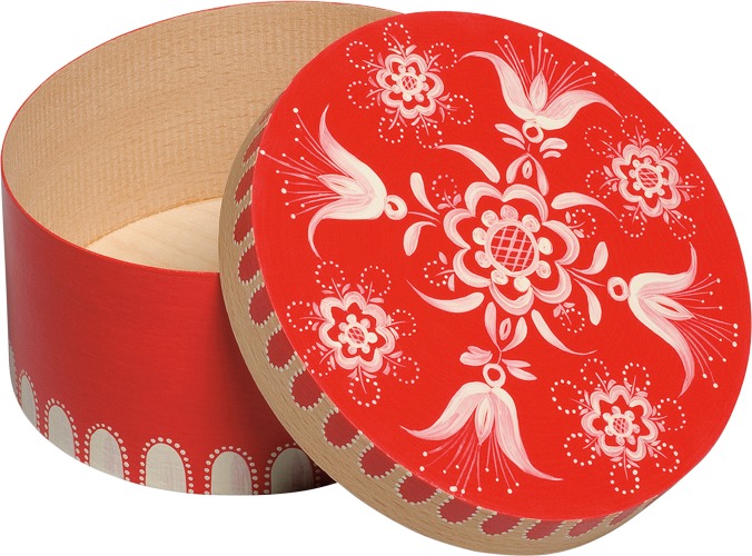 Spandose mit floralem Muster, rot, klein, rund, Ø=17,6 cm, letztmalig 2021
