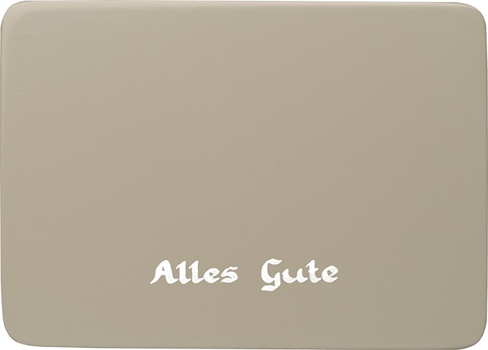 Beschriftete Sockelplatte, silbergrau,  "Alles Gute", 85 x 60 mm, neu ab März 2026