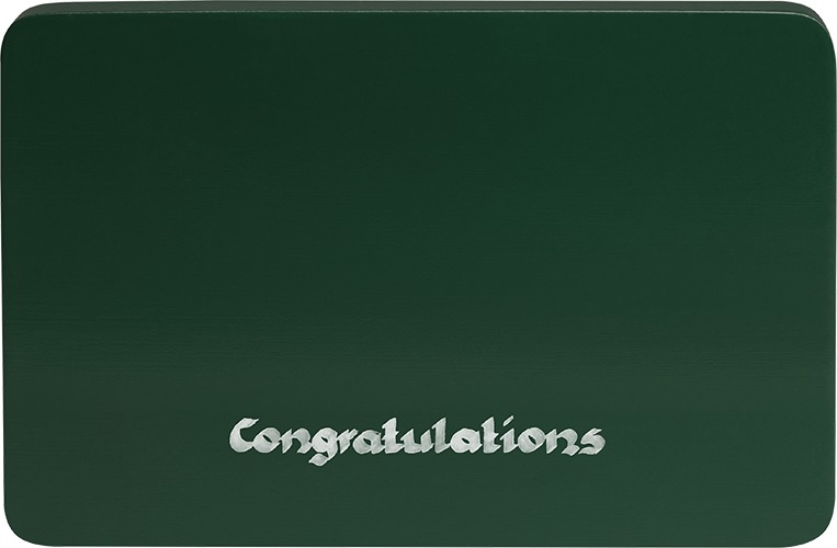 Beschriftete Sockelplatte, grün, "Congratulations", 85 x 60 mm