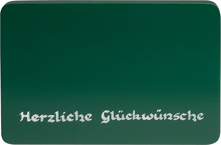 Beschriftete Sockelplatte, grün, "Herzliche Glückwünsche", 85 x 60 mm