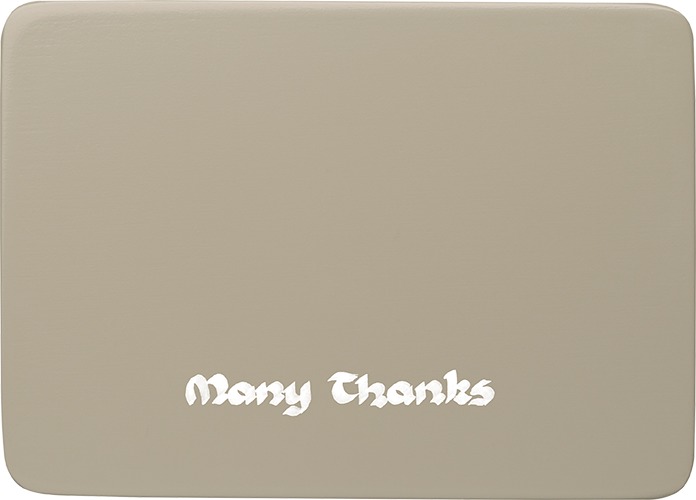 Beschriftete Sockelplatte, silbergrau, "Many Thanks" ("Herzlichen Dank"), neu März 2026