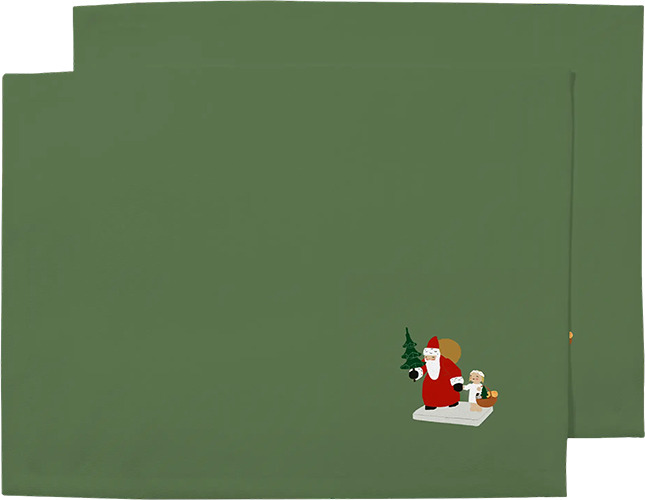 Tischset, Weihnachtsmann mit Engel, grün, 2 Stück, Polyester