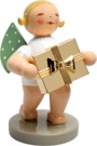 Gratulant, Engel mit Geschenk vergoldet