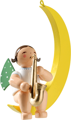Engel mit Saxofon, im Mond