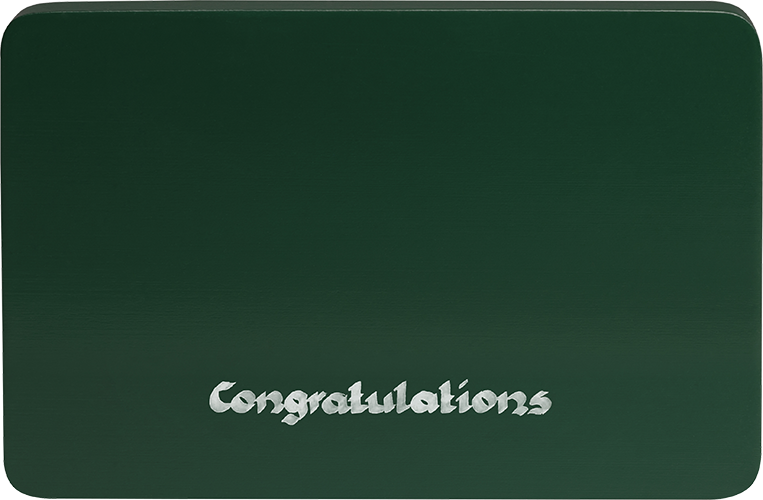 Beschriftete Sockelplatte, grün, "Congratulations" ("Herzliche Glückwünsche")