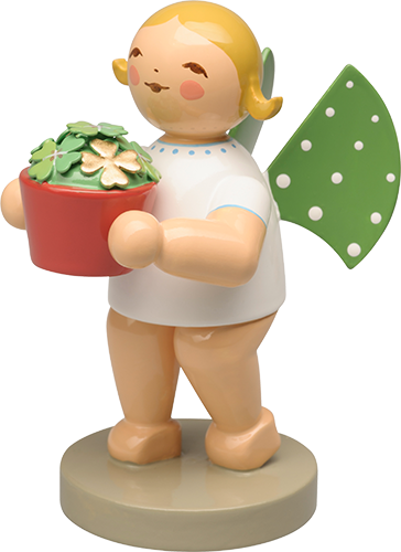 Engel mit Glücksklee, mit goldfarbenem Kleeblatt;
ab Mai 2026