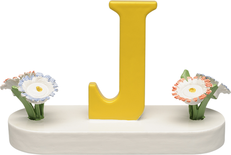 Buchstabe J, mit Blumen