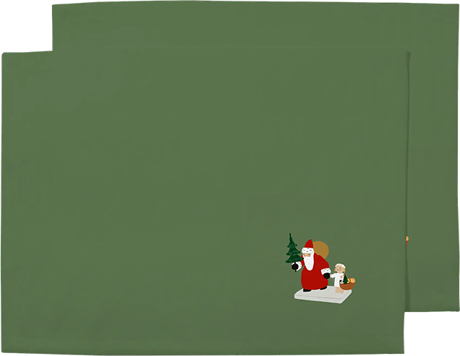 Tischset, Weihnachtsmann mit Engel, grün, 2 Stück, Polyester