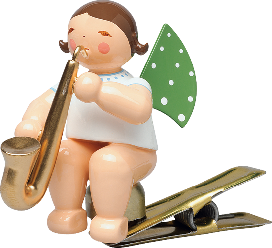 Engel mit Saxofon, auf Klemme
