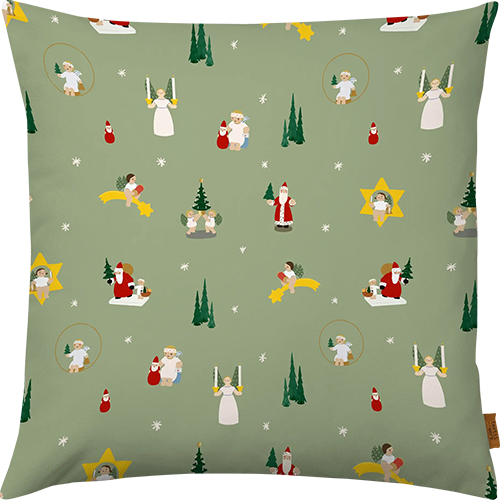Kissenhülle, Weihnachten, hellgrün, Baumwolle