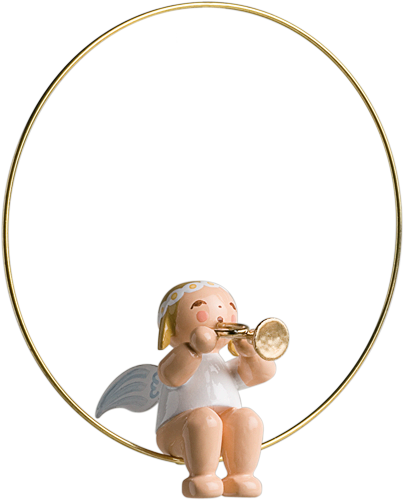 Christbaumengel im Ring, mit Trompete
